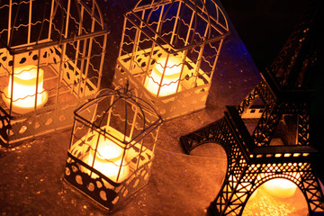 light cage lantern with paris eiffel tower decoration piece