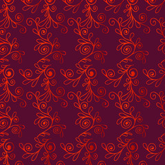 Vector illustration with an orange gradient on a  cherry background seamless pattern