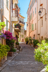 Vintage Architecture Of Historic Houses Downtown Charming City Streets Of Cannes