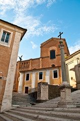 Side view of Basilica Santa Maria in Aracoeli on Capitoline Hill, Rome, Italy