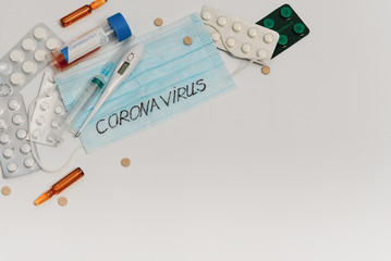 Obraz premium 2019 Novel Coronavirus. 2019-nCoV. Wuhan, China 2Novel coronavirus - 2019-nCoV. The inscription medical protective mask Coronavirus. Chinese coronavirus outbreak.