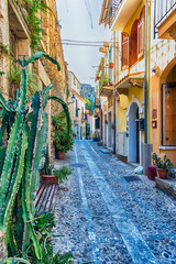 Fototapeta na wymiar Picturesque streets and alleys in the seaside village, Scilla, Italy