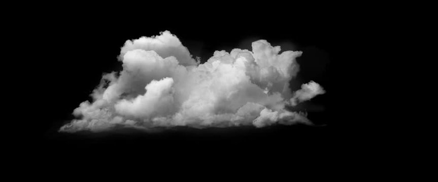 white cloud loop. beautiful fast billowing cloud isolated on black background with alpha, light rays shining through, popular compositing element. Cloud alpha cloud green pre-keyed with alpha channel 