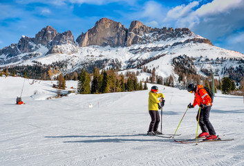Skifahren an der Rosengartengruppe, Trentino