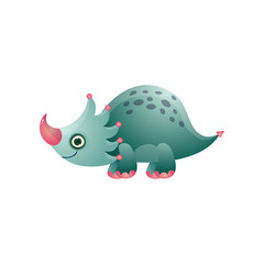 Cute colorful triceratops dinosaur dotted and lovely animal