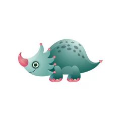 Fotobehang Cute colorful triceratops dinosaur dotted and lovely animal © greenpicstudio
