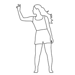 line drawing of a dancing woman on a white background