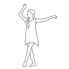line drawing of a dancing woman on a white background