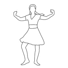 line drawing of a dancing woman on a white background