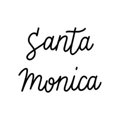 Fototapeta na wymiar Santa Monica hand lettering on white background