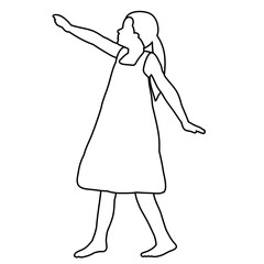 line drawing of a dancing woman on a white background