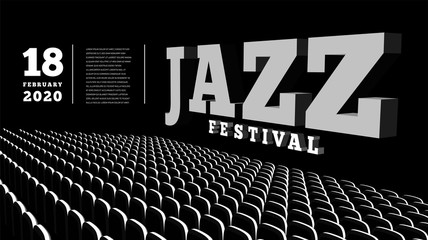 Jazz music festival. Concert Hall. Vector 3d illustration.