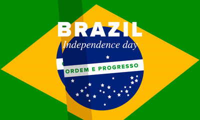 Brazil Independence Day. Happy national holiday. Freedom day. Celebrate annual in September 7. Brazil flag. Patriotic brazilian design. Poster, card, banner, template, background. Vector illustration