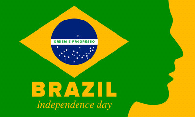 Brazil Independence Day. Happy national holiday. Freedom day. Celebrate annual in September 7. Brazil flag. Patriotic brazilian design. Poster, card, banner, template, background. Vector illustration