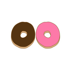 isolated chocolate donut and strawberry donut