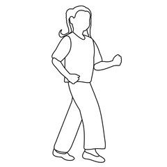line drawing of a dancing woman on a white background