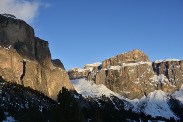 Dolomiten, Sella, Sellagruppe, Piz Boe, Pordoi, Sasso Pordoi, Winter, Jahreszeit, Schnee, Fels,...