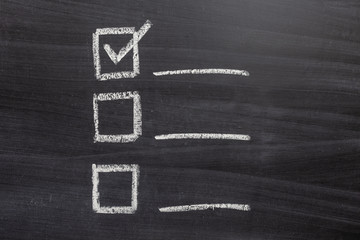 Control mark on the chalk Board, the agenda for the business