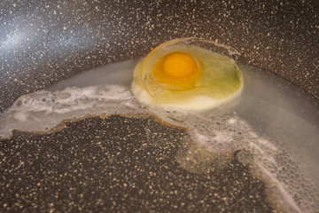 frozen bull's eye egg cooked on a non-stick pan that cooks slowly