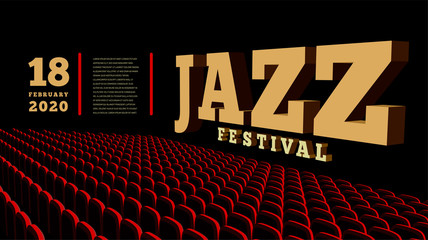 Jazz music festival. Concert Hall. 3d illustration.