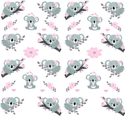 koala pattern with flower