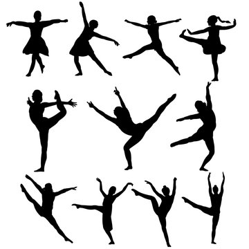 silhouette of a dancing woman set on a white background