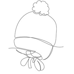 isolated, simple one-line drawing of a children's hat
