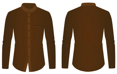 Brown long sleeve collared shirt. vector illustration