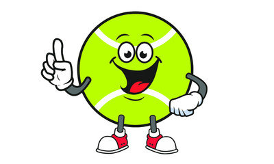 Illustration Vector of tennis ball cartoon characters flat design Perfect for T Shirt design,logo,sticker