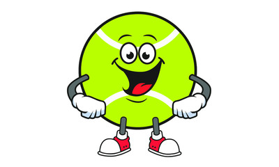 Illustration Vector of tennis ball cartoon characters flat design Perfect for T Shirt design,logo,sticker