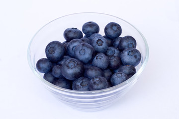 Blueberries in a glass bowl