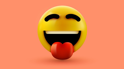 Emoji 3d smiling face with stuck-out tongue.