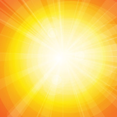 Obraz premium Vector : Sun and lens flare on orange background