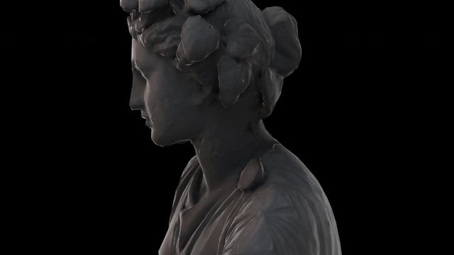 Thalia muse of comedy - rotation loop - detail - 3D model in a black background