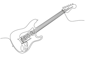 Obraz na płótnie Canvas disegno a singola linea continua di chitarra elettrica