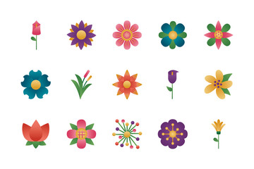 bundle of flowers degradient style icons