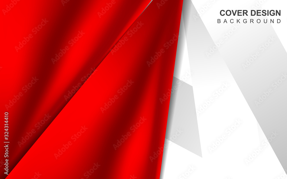 Aufkleber abstract red and white overlapping layers background a combination with fabric texture shapes decora