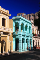 Obraz premium Colorful views, architecture, buildings, ocean, in Havana, Cuba
