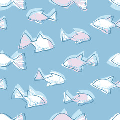 Seamless Pattern of Fishes. Vector Background.