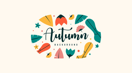 Fototapeta na wymiar Autumn leaves background illustration vector
