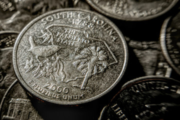 Coin Quarter American Dollars. Business and Finance