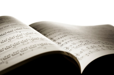 Sheet music on white background 