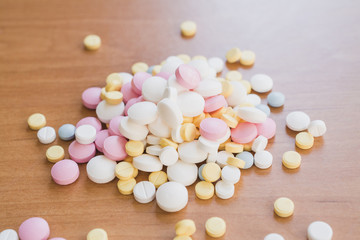 Fototapeta na wymiar contraceptive pills close-up on the table, birth control pills