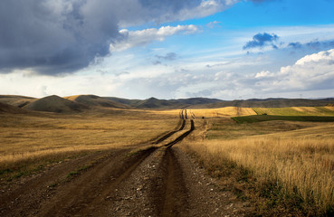 Steppe hills in the fall, Ural mountains
