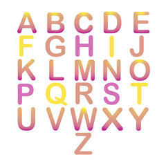 Pink, Brown and Yellow ABC, Digital Art