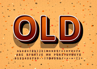Old Vintage display font design, alphabet, letters and numbers. Swatch color control