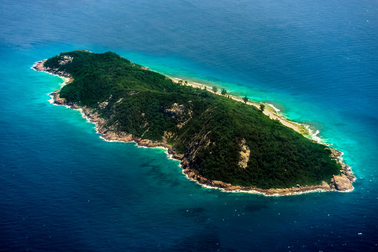 Seychelles, Island Aride, aerial view