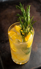 Lemon cocktail in highball glass. Selective focus. Shallow depth of field.
