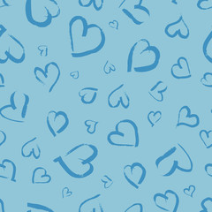 Seamless pattern with hand drawn hearts
