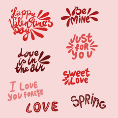 Quotes. Valentine lettering love collection. Hand drawn lettering with beautiful text about love. Perfect for valentine day, wedding and birthday card, stamp